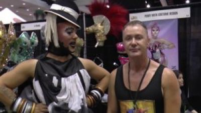 Perry Costumes at DragCon with Roving Reporter Erickatoure Aviance Photo